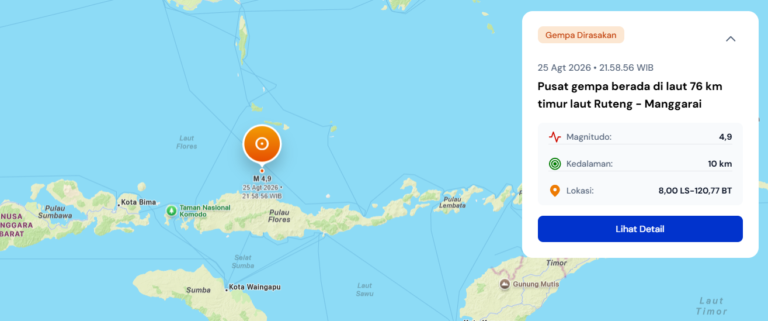 Gempa M4,9 Guncang Laut Flores, Dirasakan Warga